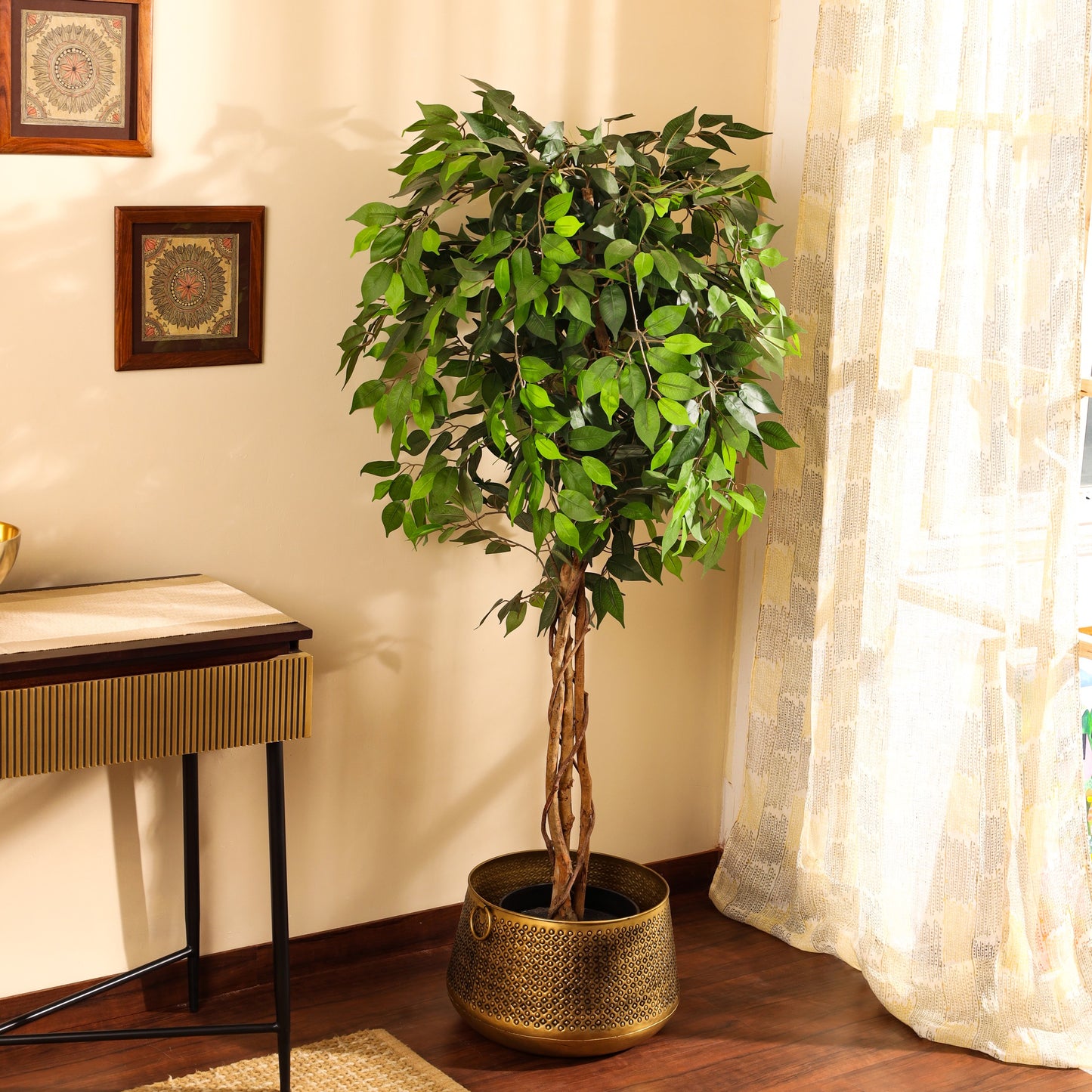 Artificial Ficus Plant in Black Pot (6 Feet)