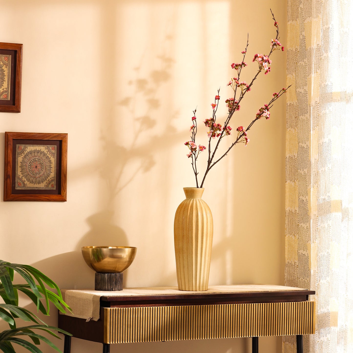 Artificial Cherry Blossom Stick (4 Feet, Pink)