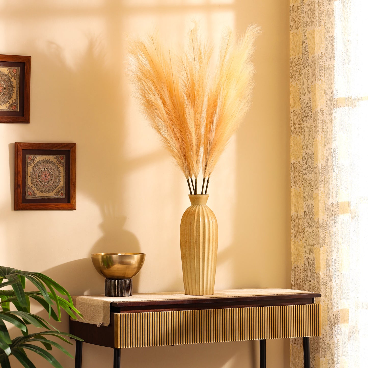 Artificial Pampas Sticks (3 Sticks, 3 Feet, Brown)