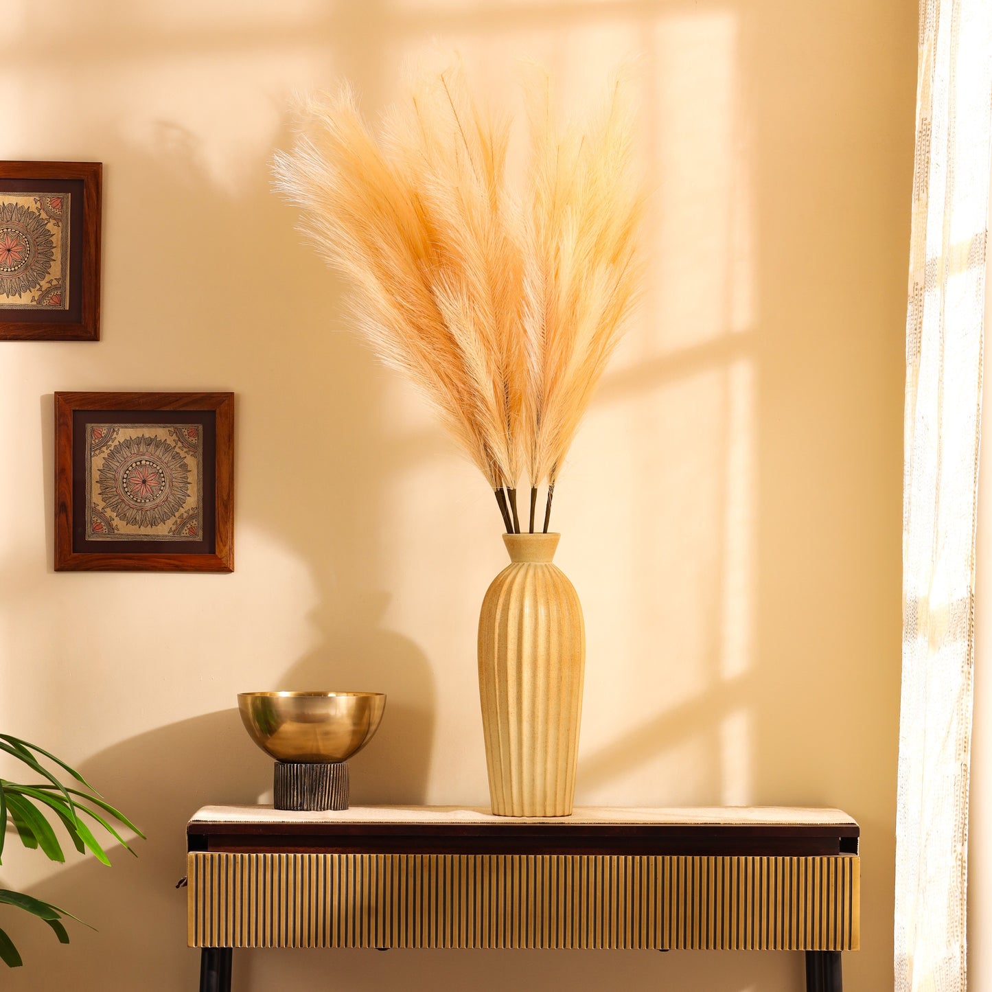 Artificial Pampas Sticks (3 Sticks, 3 Feet, Brown)