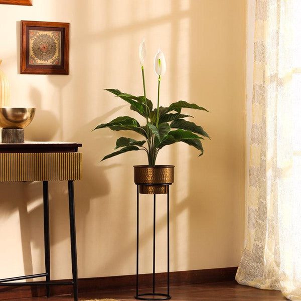 Artificial Peace Lily Plant in Black Pot (2.5 Feet)