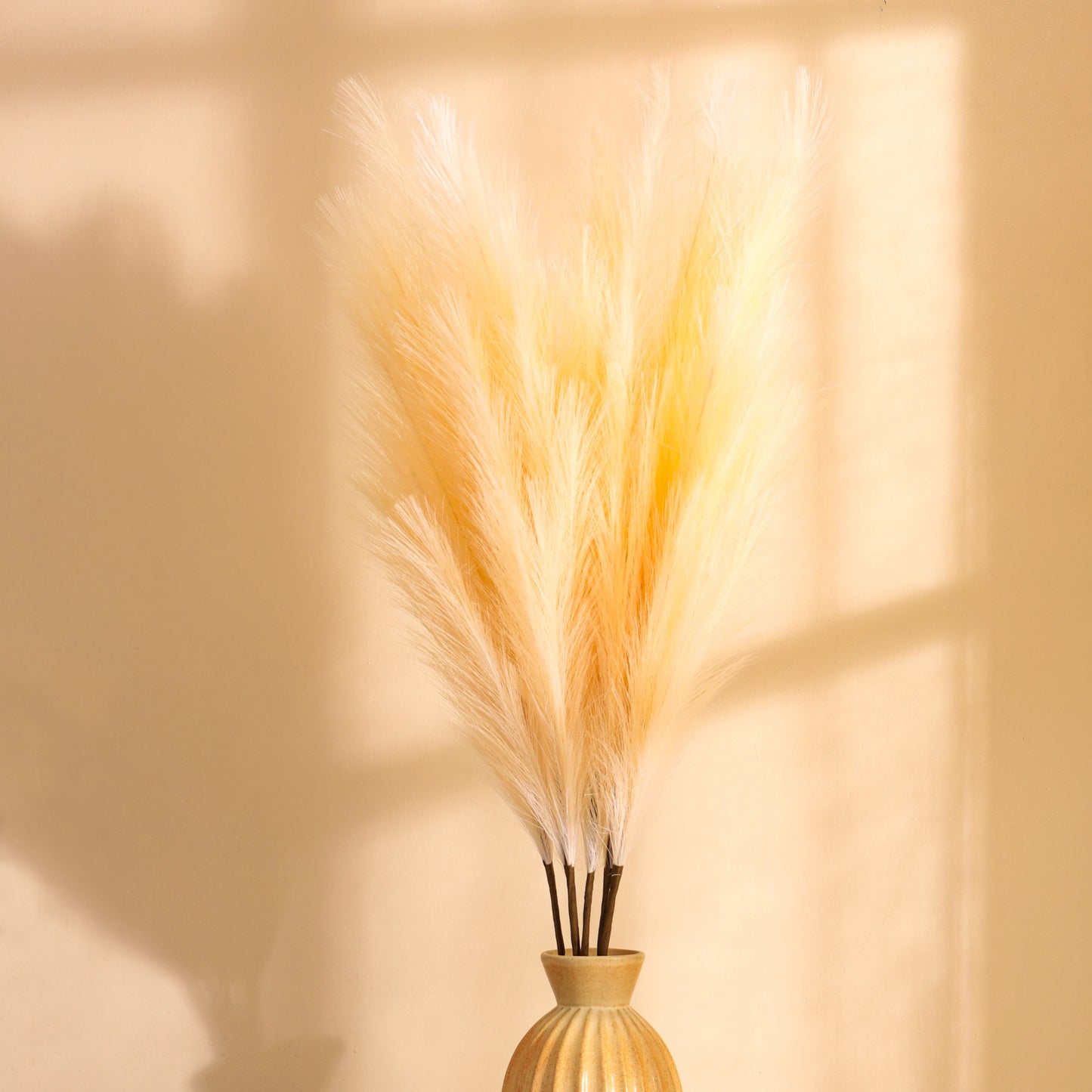 Artificial Pampas Sticks (3 Sticks, 3 Feet, Beige)