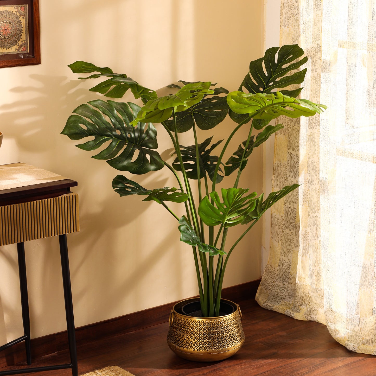 Artificial Monstera Plant in Black Pot (4 Feet)