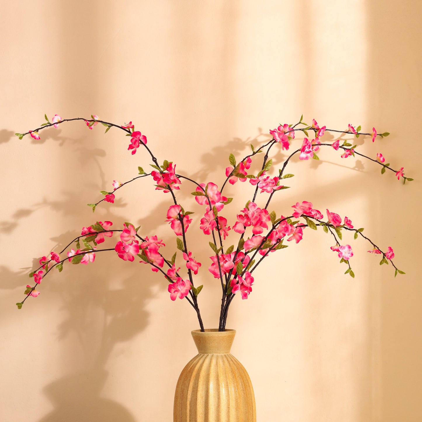 Artificial Cherry Blossom Flower Stick (3 Feet Pink)