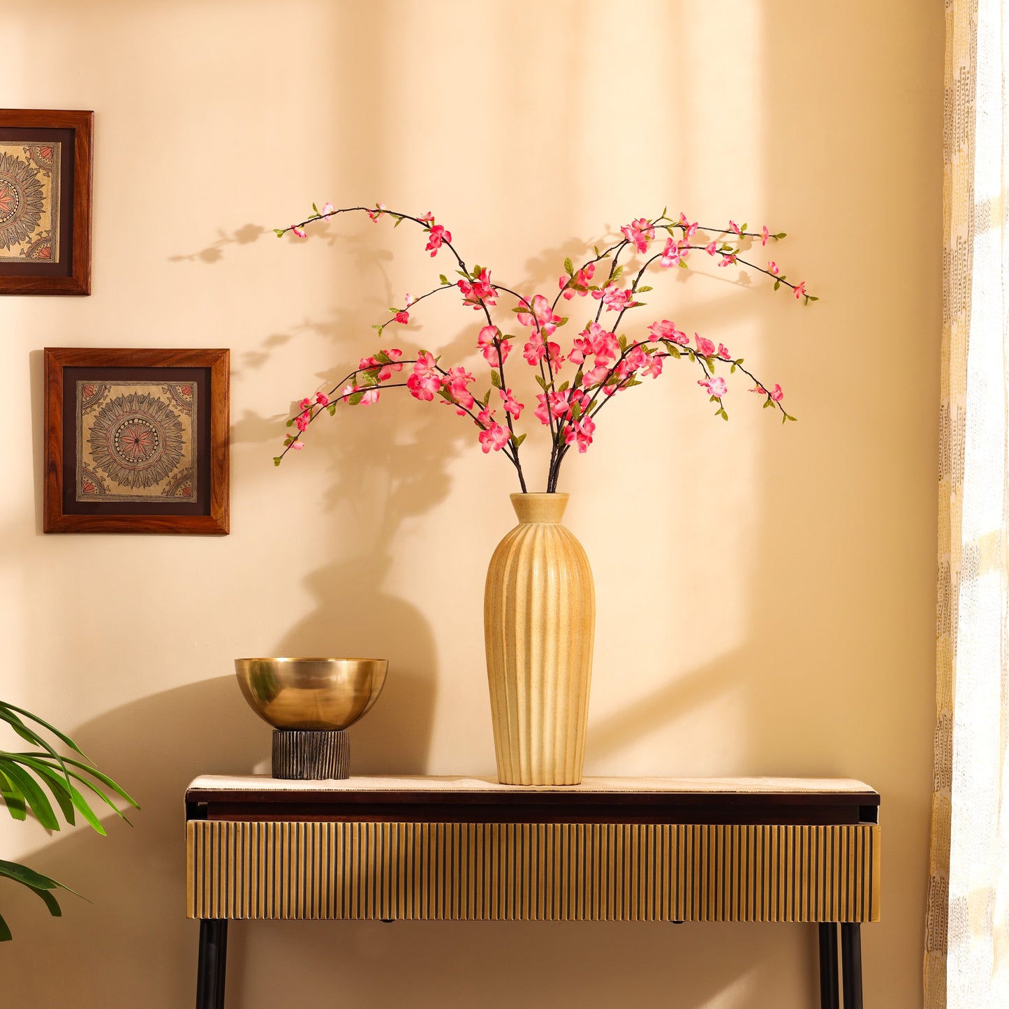 Artificial Cherry Blossom Flower Stick (3 Feet Pink)