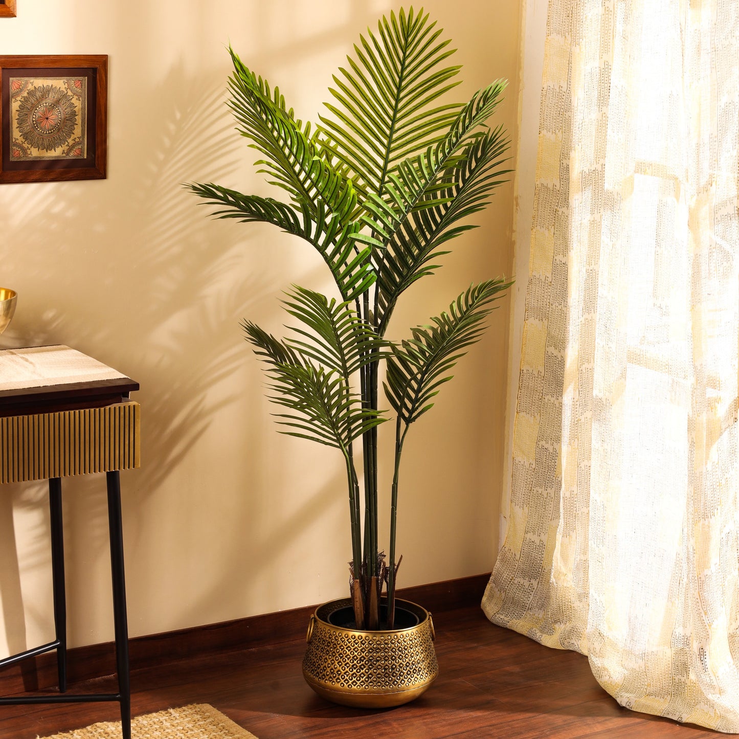 Artificial Areca Palm Plant in Black Pot (5 Feet)