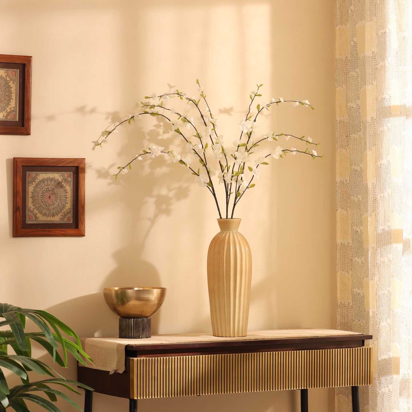 Artificial Cherry Blossom Flower Stick (3 Feet, White)
