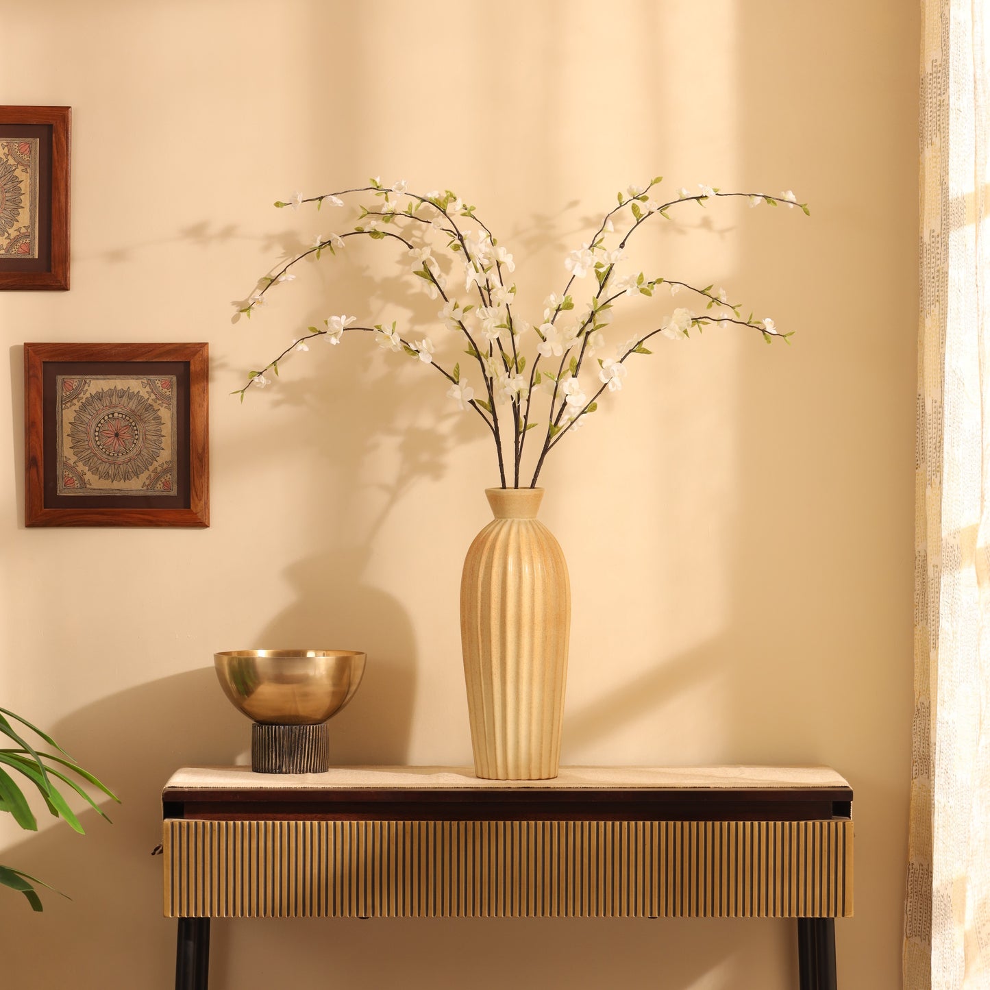 Artificial Cherry Blossom Flower Stick (3 Feet, White)
