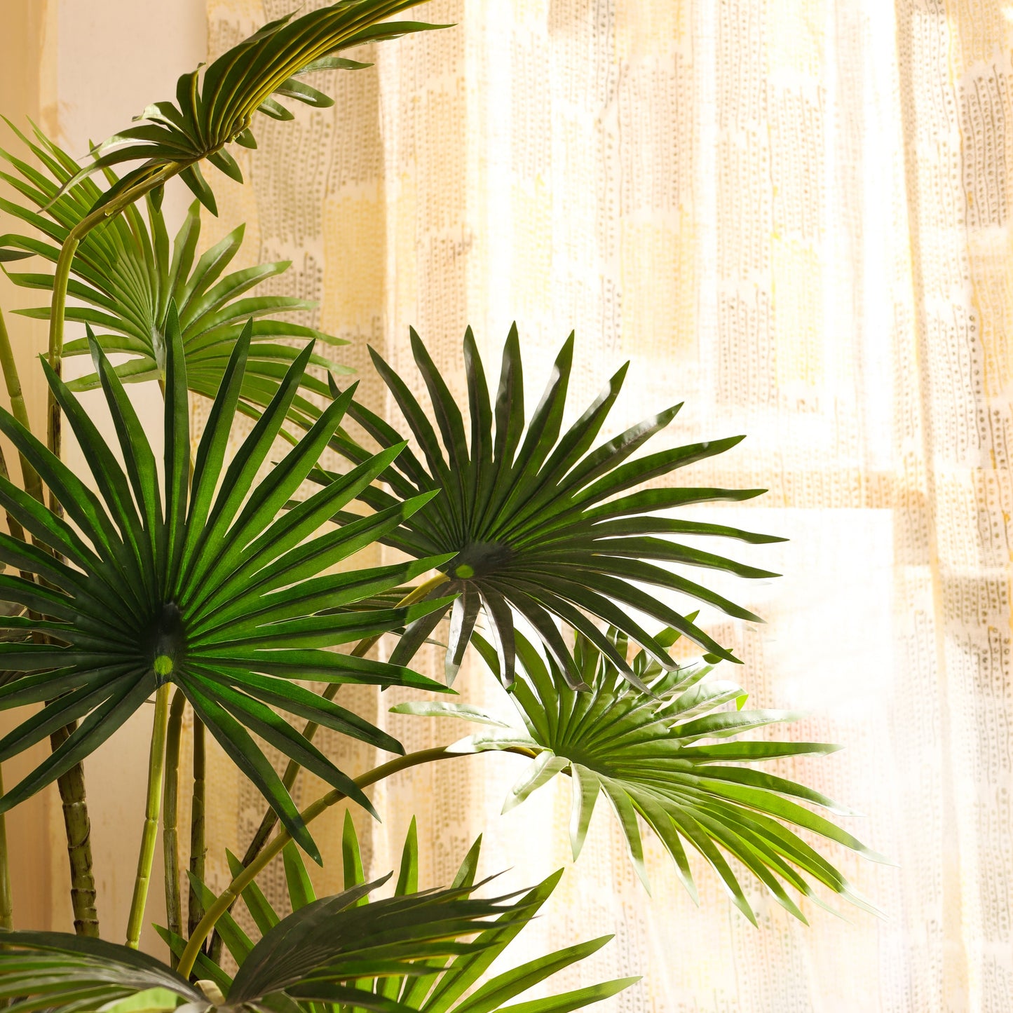 Artificial Fan Palm in Black Pot (4 Feet)