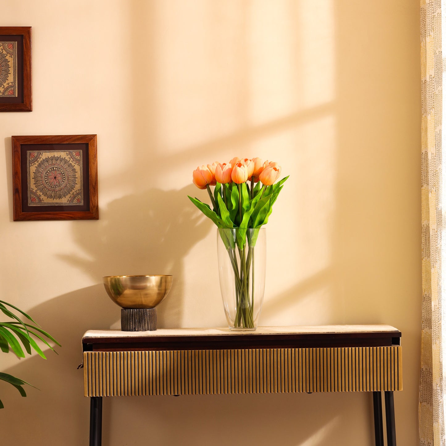 Artificial Tulip Flower Sticks (5 Sticks, 1.6 Feet, Beige)