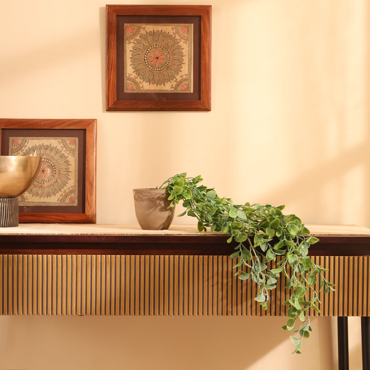 Artificial Potted Hanging Green Bush (Set of 2, 2.6 Feet)