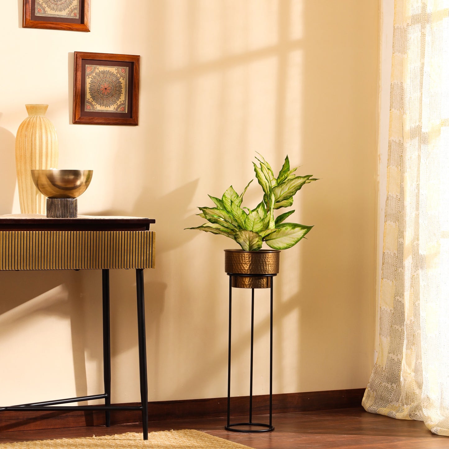 Artificial Pink Dieffenbachia Potted Plant (2 Feet)