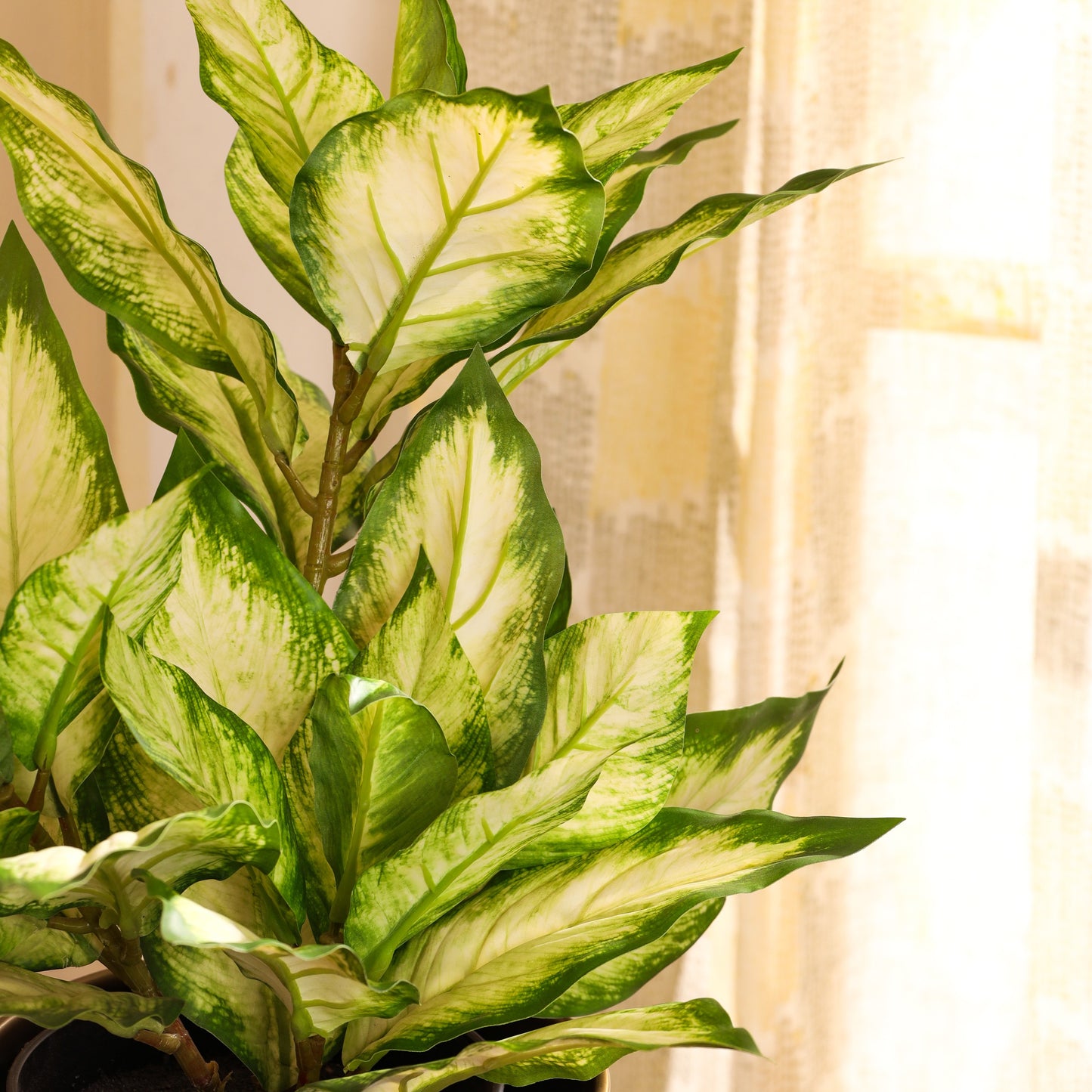 Artificial Pink Dieffenbachia Potted Plant (2 Feet)