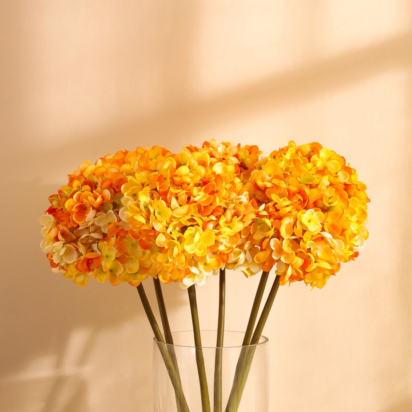 Artificial Hydrangea Flower Sticks (3 Sticks, 1.6 Feet, Yellow)