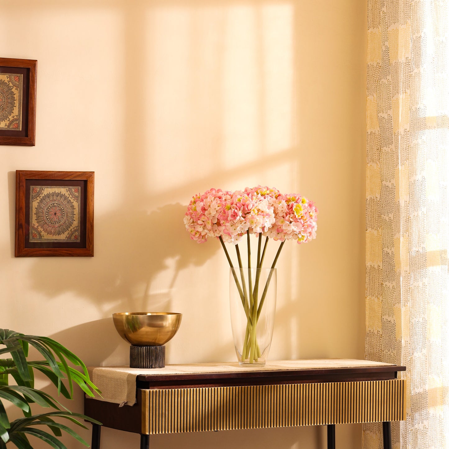 Artificial Hydrangea Flower Sticks (3 Sticks, 1.6 Feet, Light Pink)