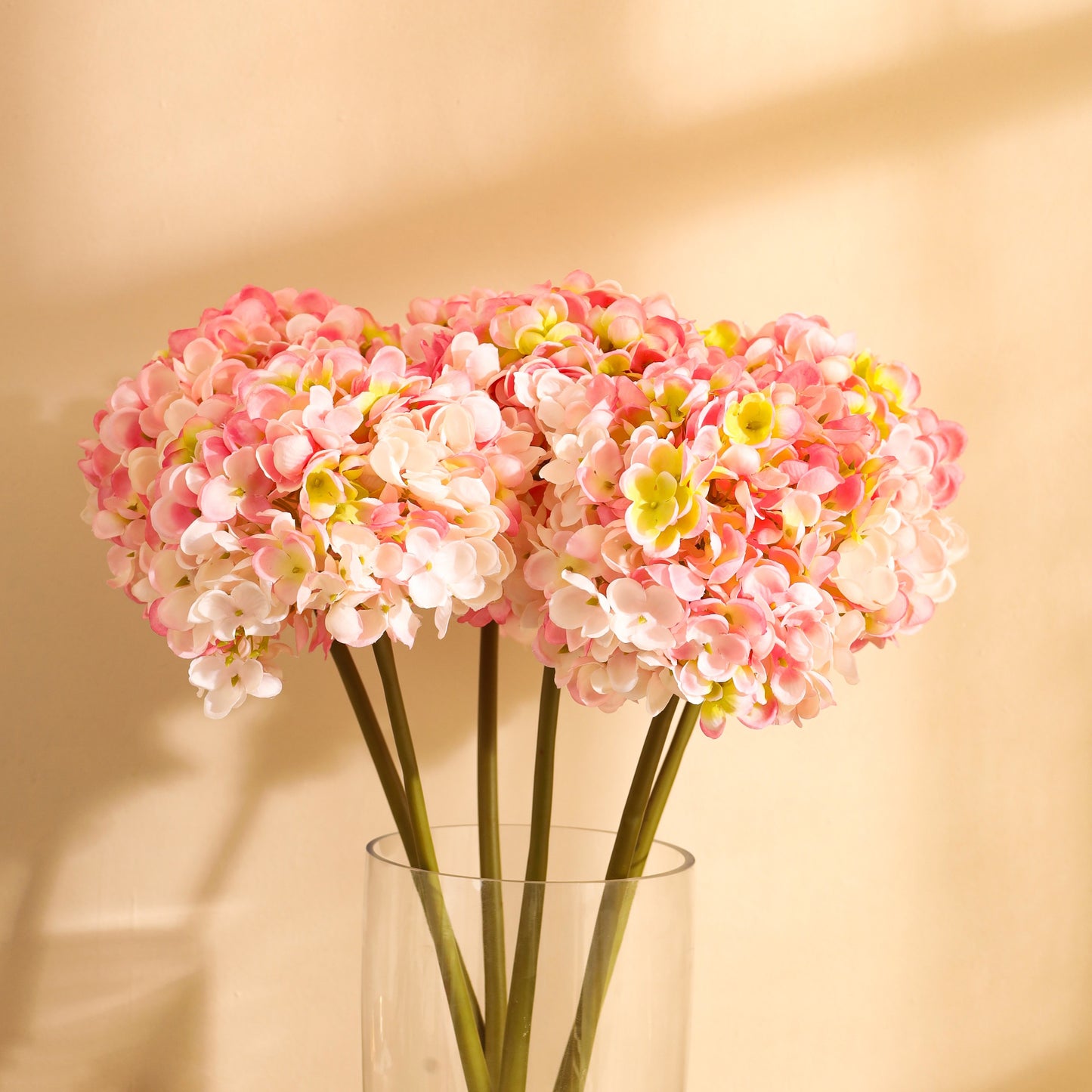 Artificial Hydrangea Flower Sticks (3 Sticks, 1.6 Feet, Light Pink)