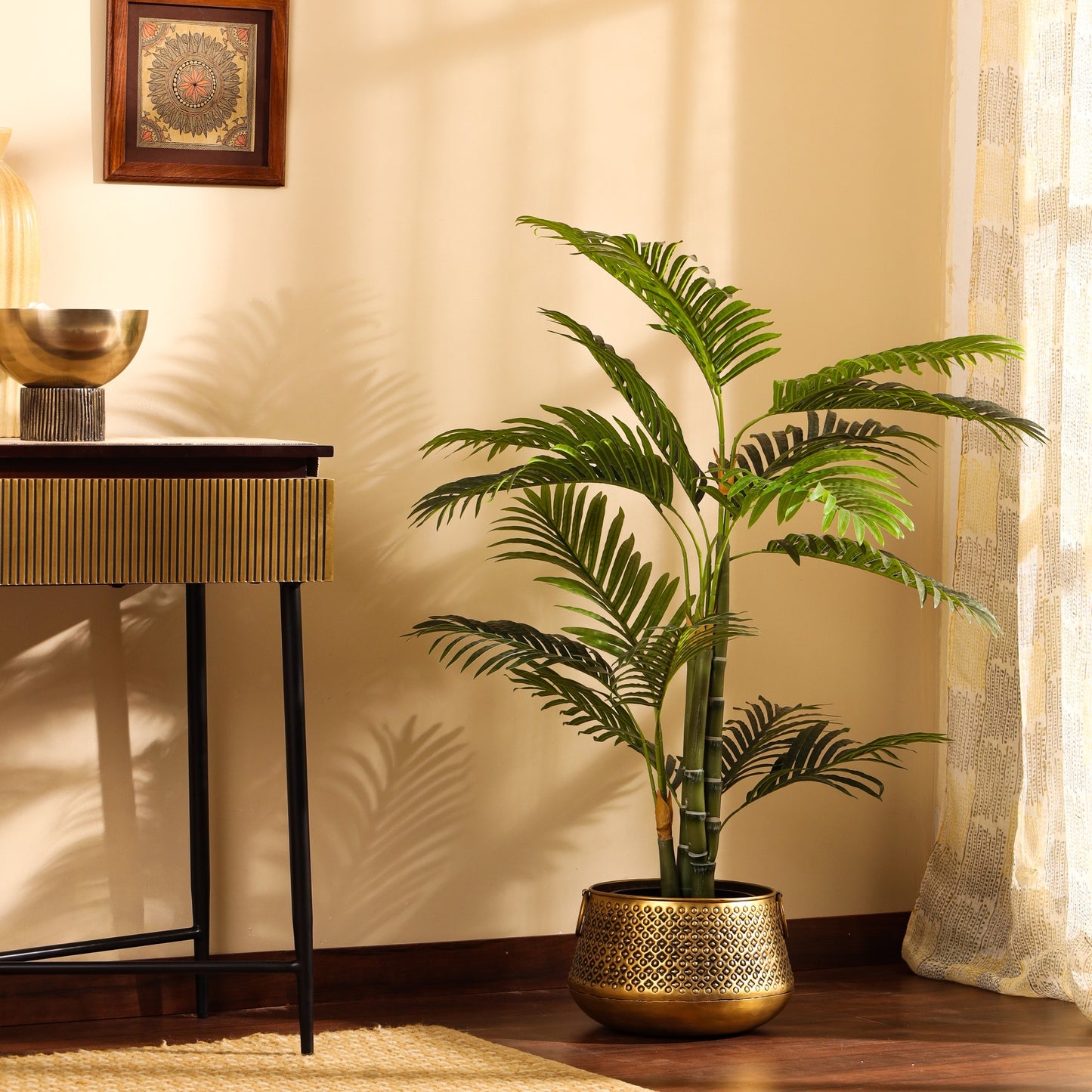 Artificial Areca Palm Plant in Black Pot (3.2 Feet)