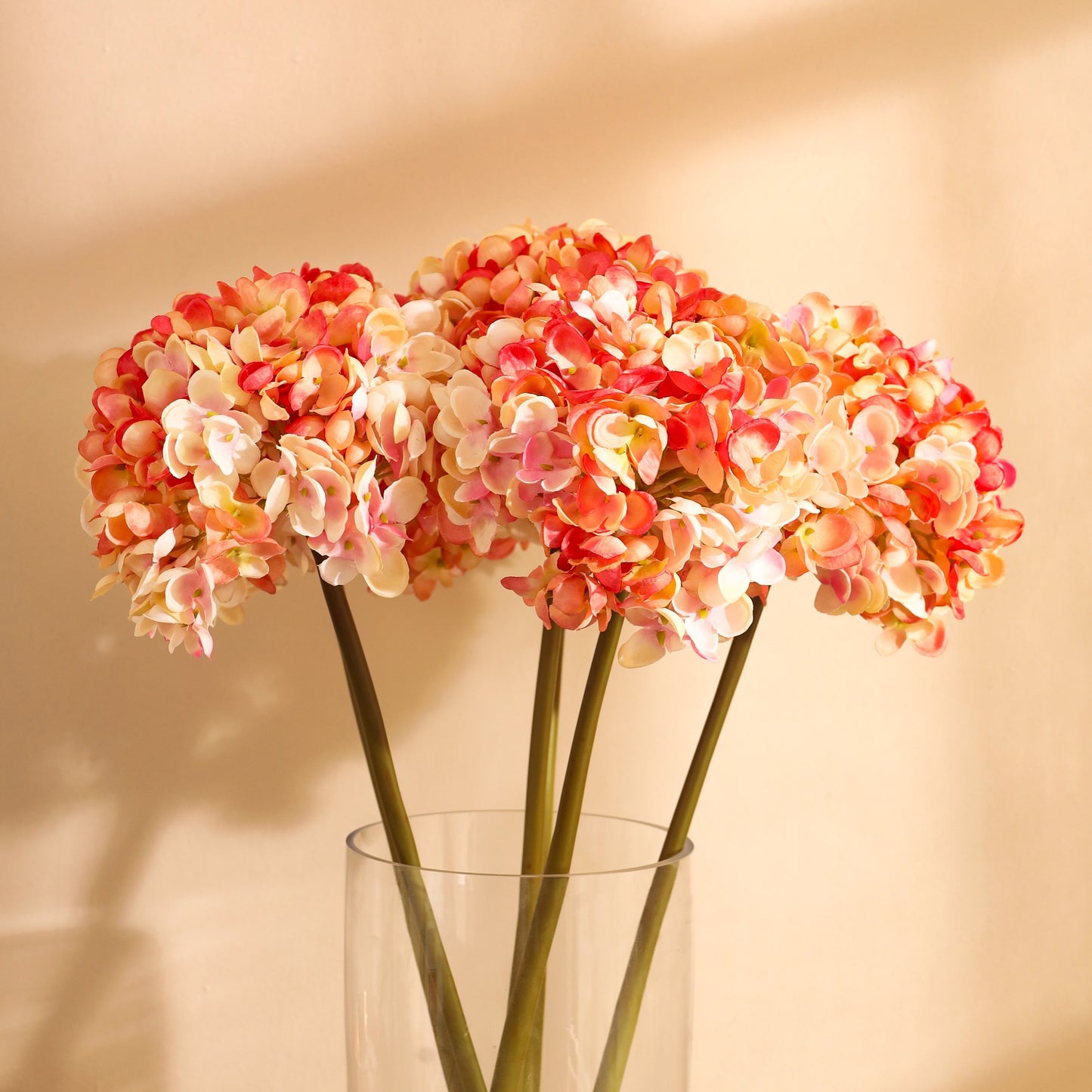 Artificial Hydrangea Flower Sticks (3 Sticks, 1.6 Feet, Pink)