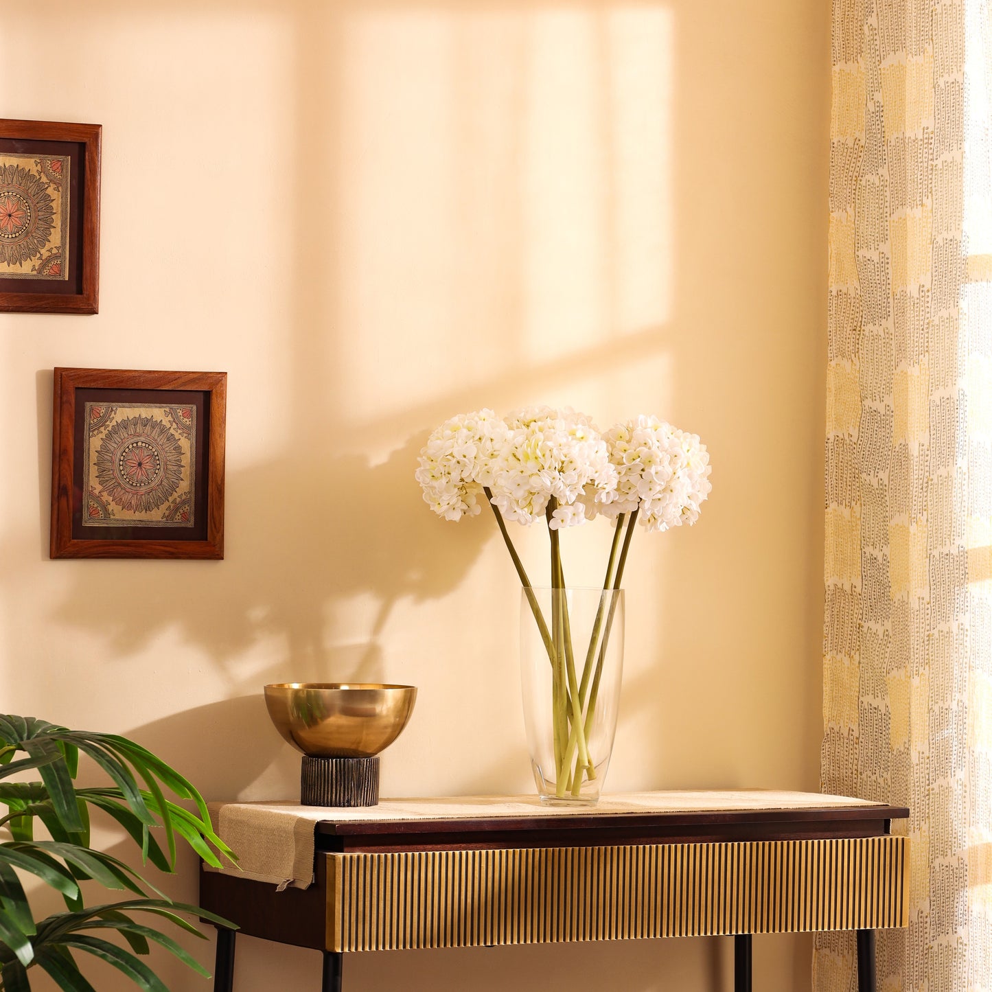 Artificial Hydrangea Flower Sticks (3 Sticks, 1.6 Feet, White)