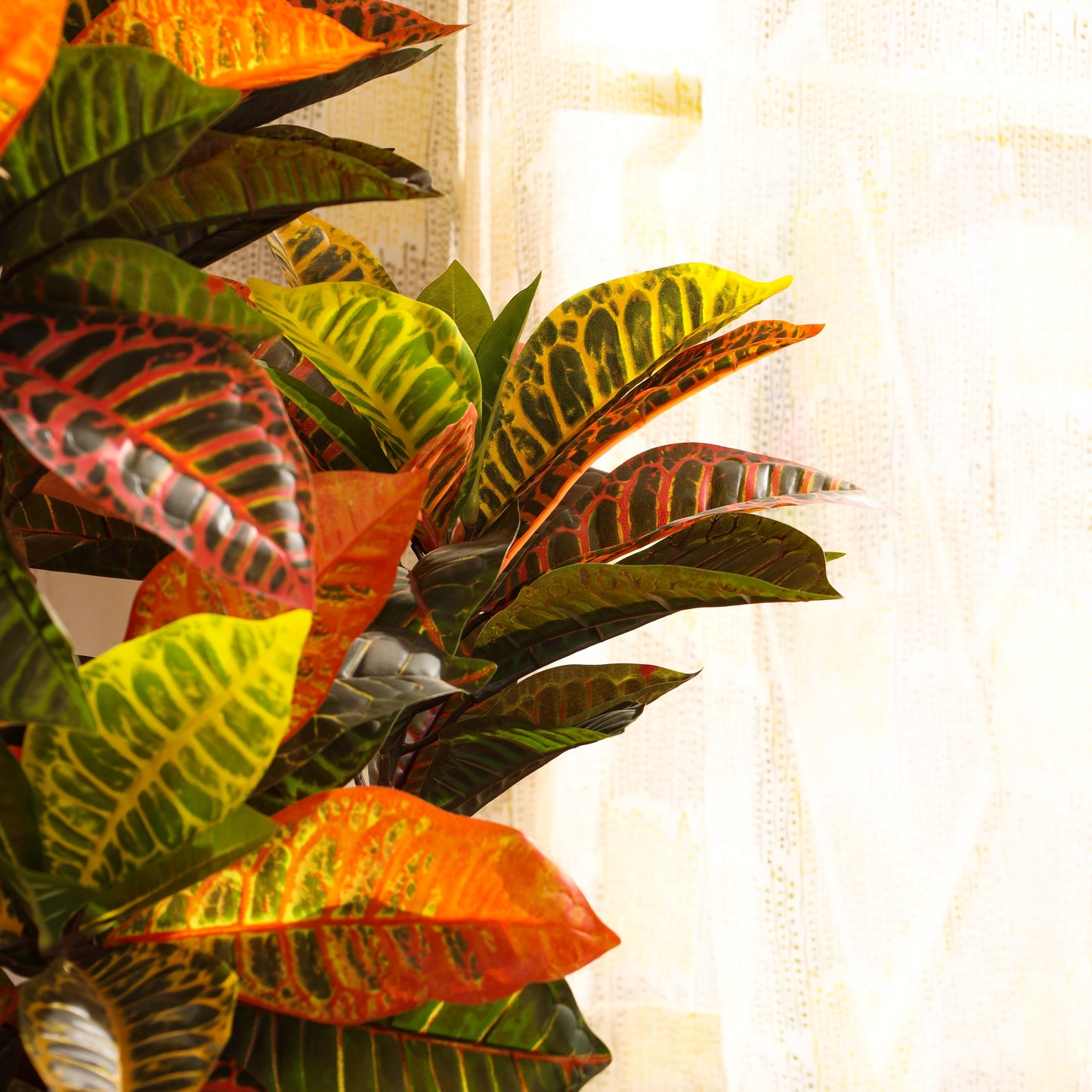 Artificial Croton Plant in Black Pot (4 Feet)