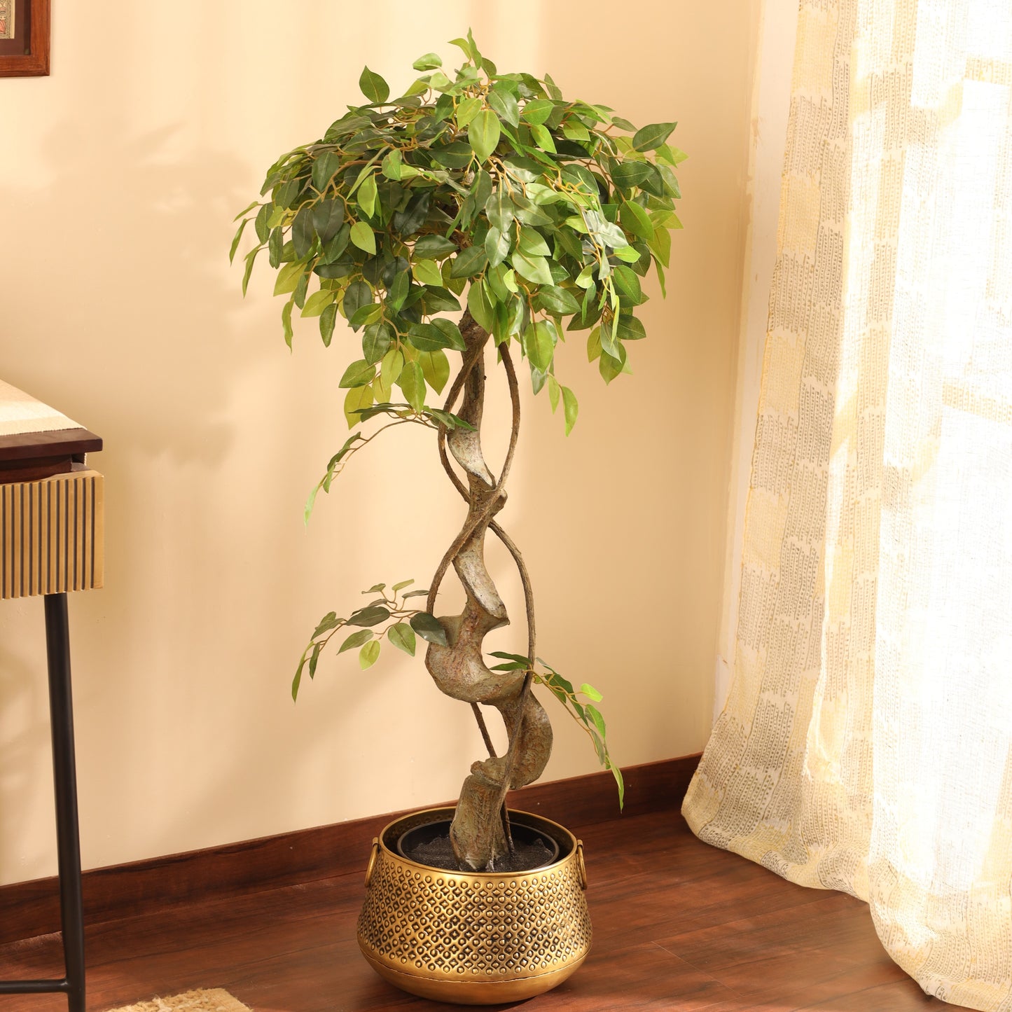 Artificial Ficus Bonsai in Black Pot (4 Feet)