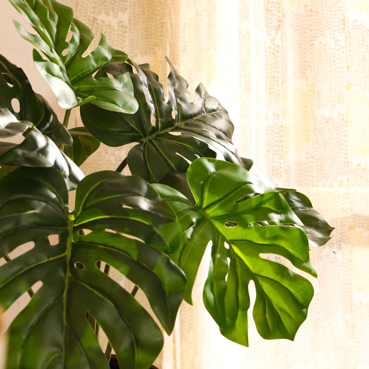 Artificial Monstera Plant in Black Pot (2 Feet)