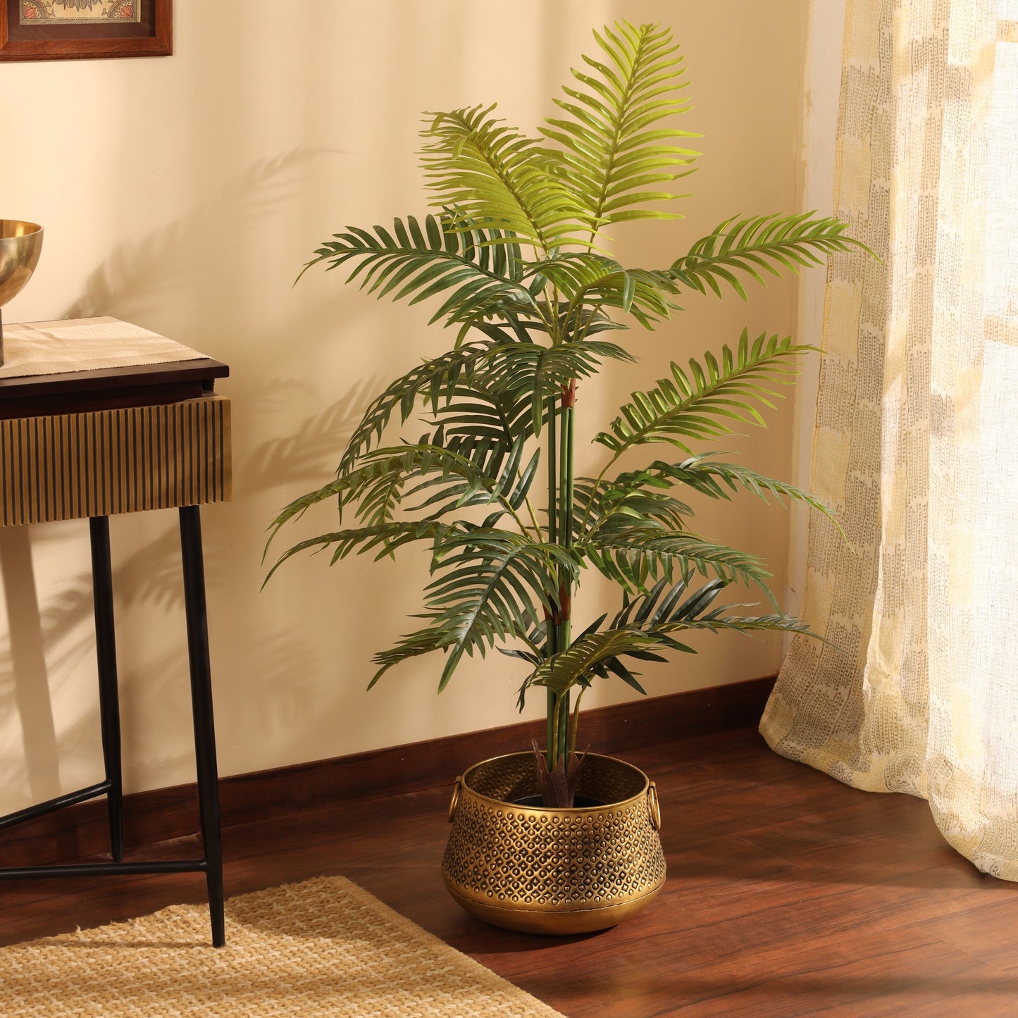 Artificial Areca Palm Plant in Black Pot (4 Feet)