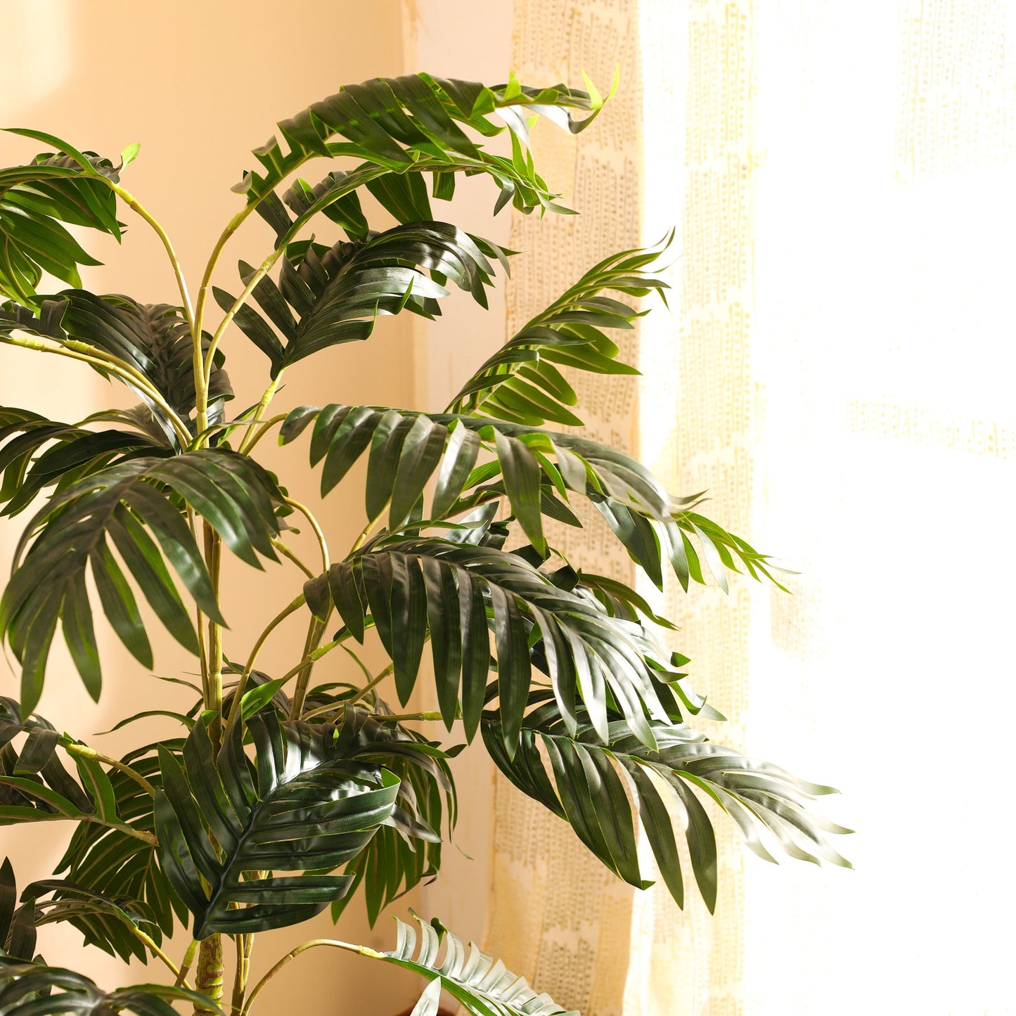 Artificial Areca Palm Plant in Black Pot (4 Feet)