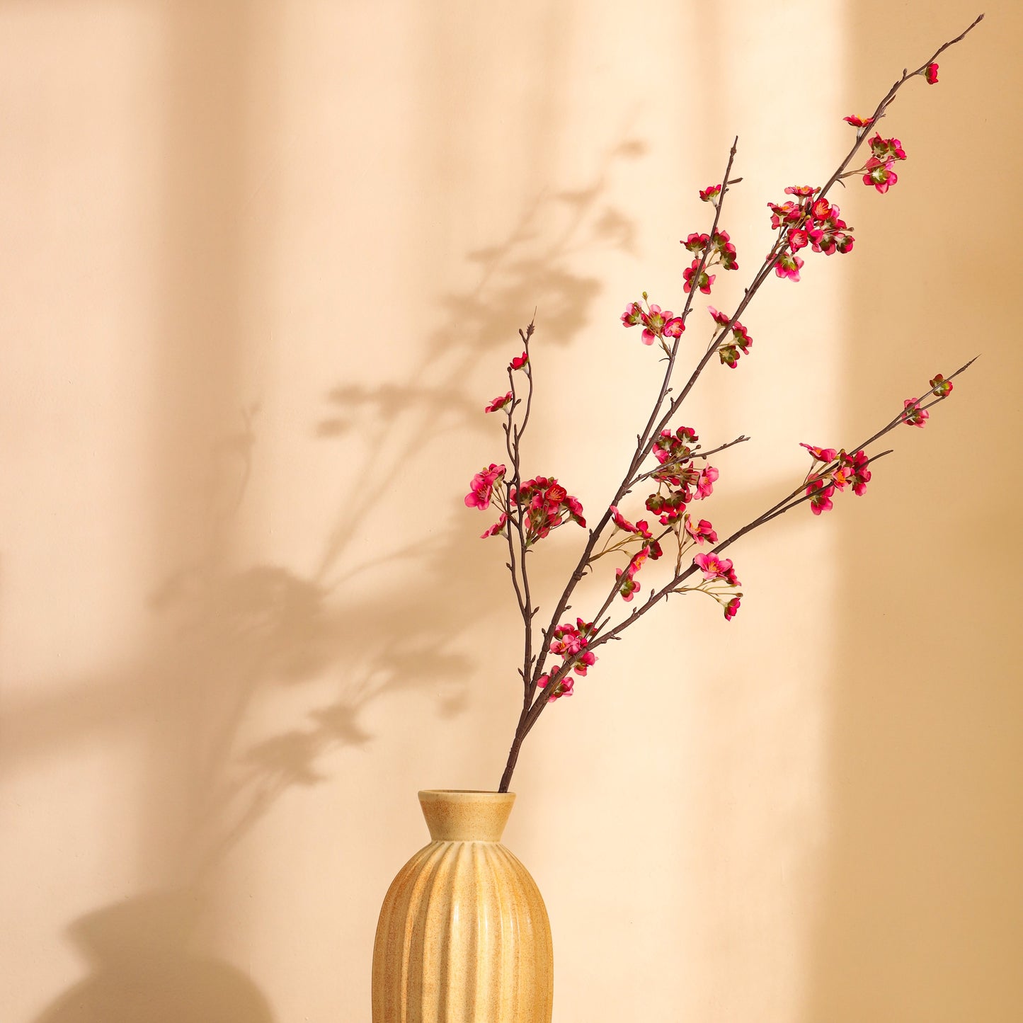 Artificial Cherry Blossom Stick (4 Feet, Dark Pink)