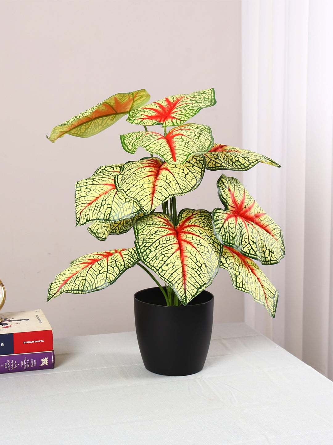 1.8 Feet Artificial Red Caladium Plant without Pot- Artificial Plant for Home and Office Decor for indoor and outdoor use