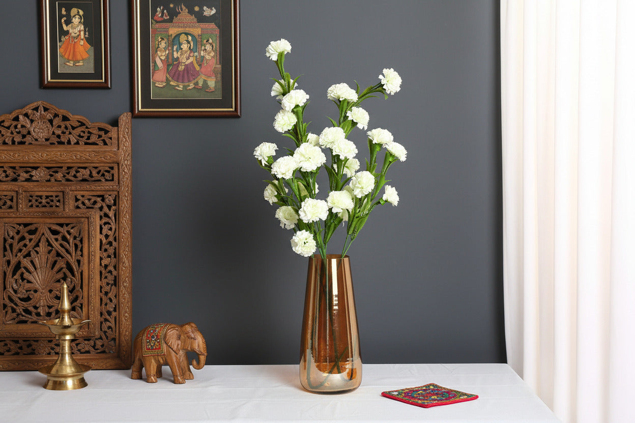 1.8 Feet Artificial White Chrysanthemum Flower without Vase- 2 Sticks- Premium Artificial Flowers for Home an Interior Decor for indoor and outdoor use, weddings, events, parties