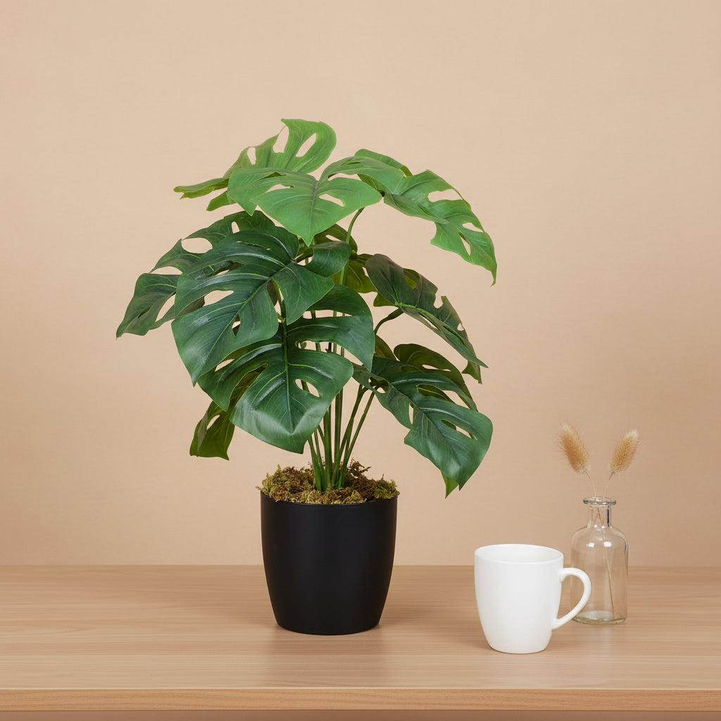 1.8 Feet Luxe Faux Monstera Plant with 12 Big Leaves with Pot- Premium Artificial Plant for Home and Interior Decor for indoor and outdoor use 