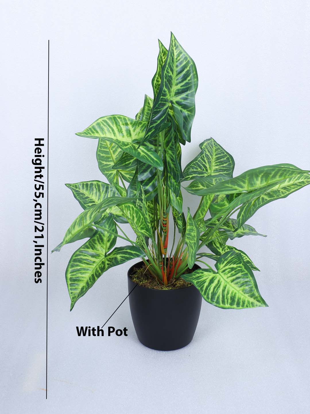 1.8 Feet Premium Faux Caladium Leaf Plant with Pot - Luxe Artificial Plant for Home and Interior Decor for indoor and outdoor use 