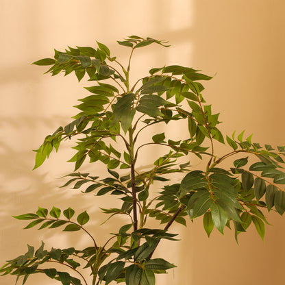 Bushy Artificial Plant – With Pot (5 Feet, Autumn Red)