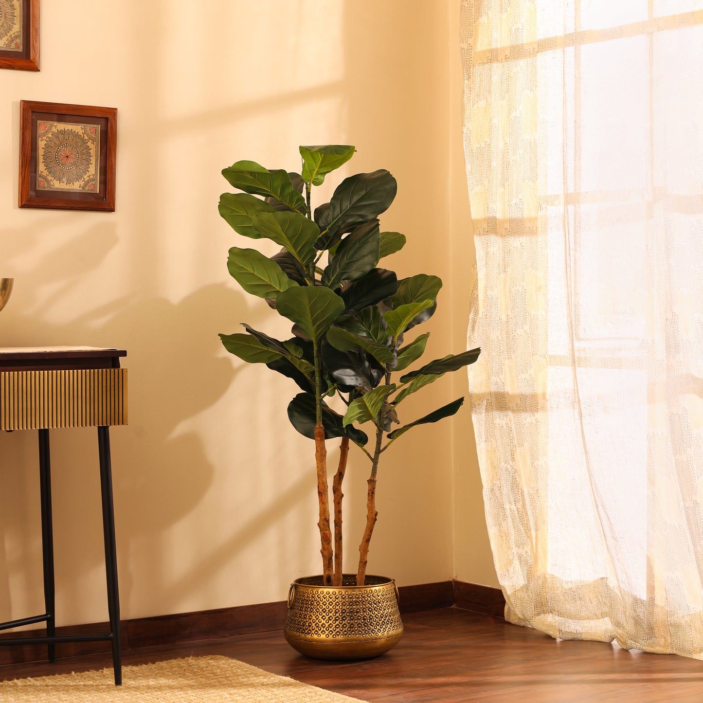Artificial Fiddle Leaf Fig Plant for Home Décor – Realistic Indoor Plant (With Pot, 130 cm)