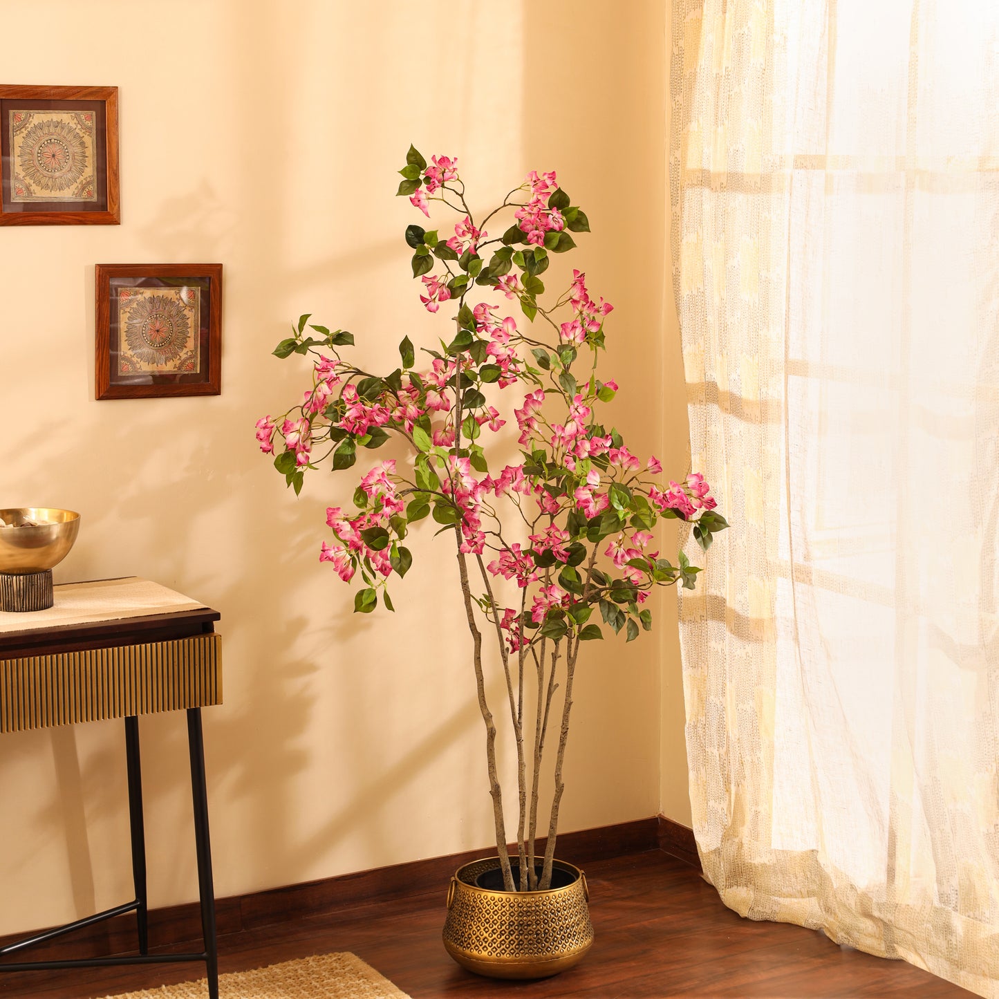 Artificial Bougainvillea Plant for Home Décor – Realistic Indoor Plant (With Pot, 5 Feet)