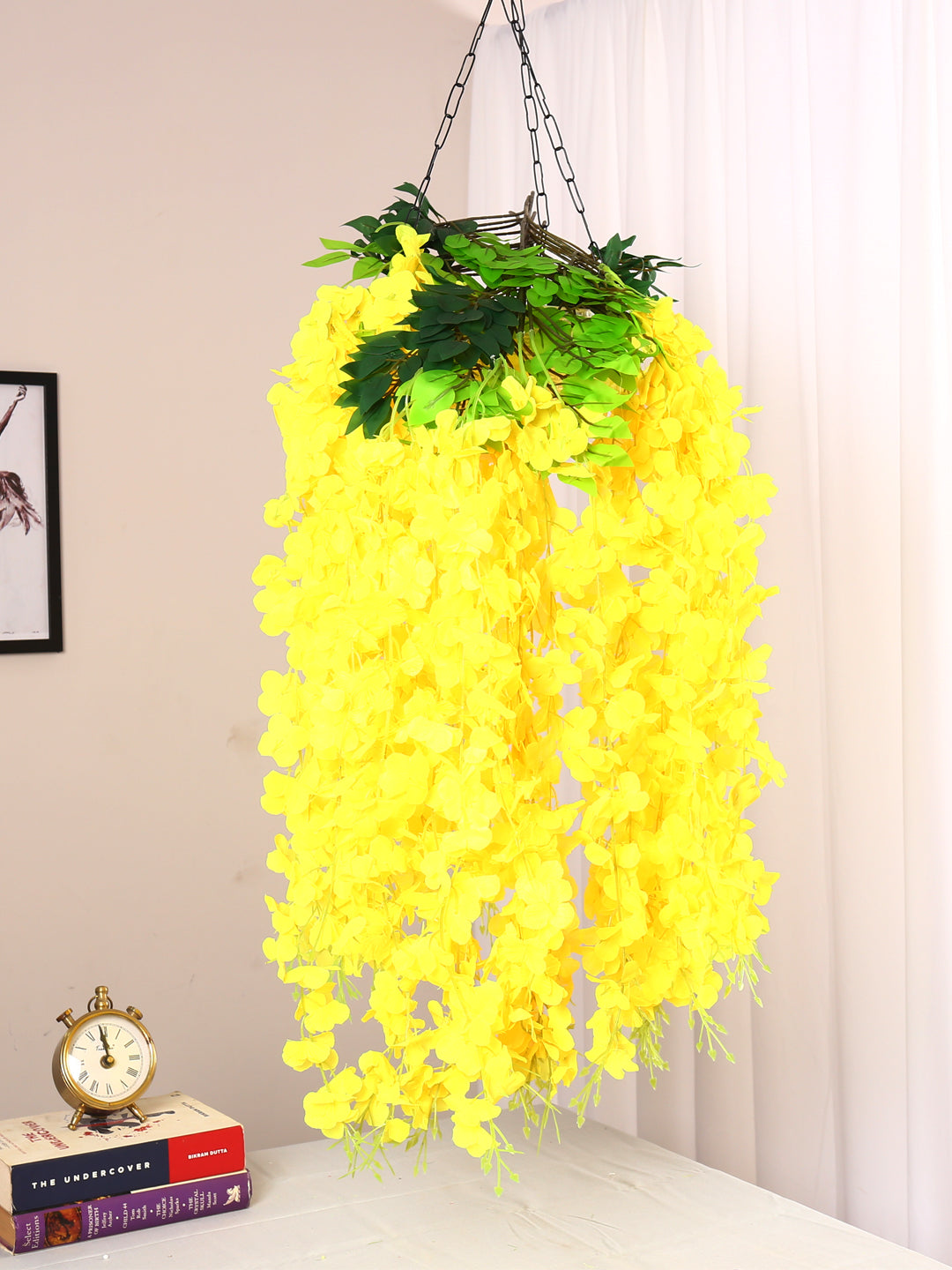 3.2 Feet Artificial Hanging Yellow Orchid Flowers -Pack of 12- Artificial hanging Flowers for Home and Office Decor