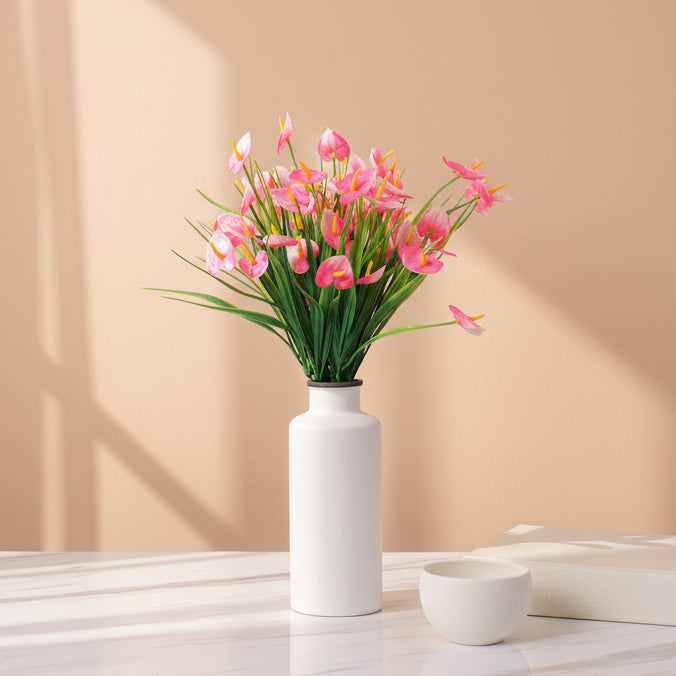 1 Foot Artificial Pink Calla Lily Flower Bouquets without Vase- Pack of 3- Premium Artificial Flowers For Home and Interior Decor for indoor and outdoor use 