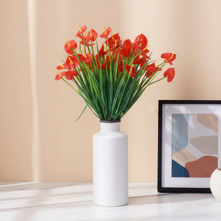 1 Foot Artificial Red Calla Lily Flower Bouquets without Vase- Pack of 3- Premium Artificial Flowers For Home and Interior Decor for indoor and outdoor use