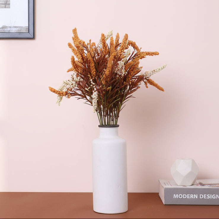 1 Foot Luxe Artificial Autumn White Hogla Flower Bouquets without Vase- Pack of 3- Faux Artificial Flowers for Home and Interior Decor for indoor and outdoor use 