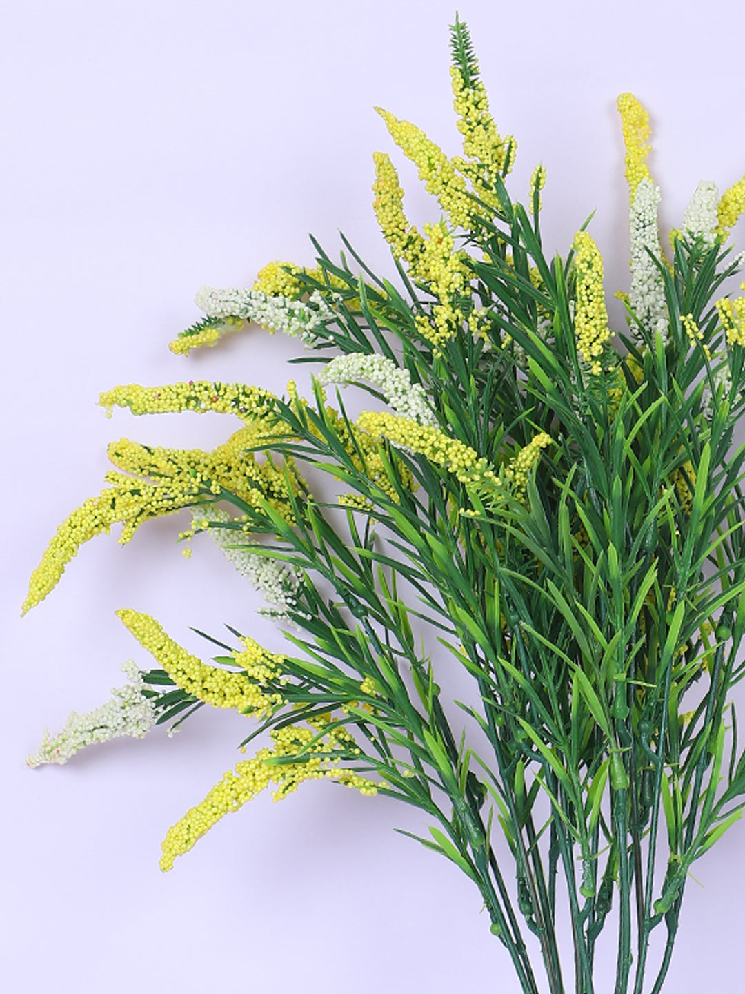 1 Foot Luxe Artificial Yellow Hogla Flower Bouquets without Vase- Pack of 3- Faux Artificial Flowers for Home and Interior Decor for indoor and outdoor use 