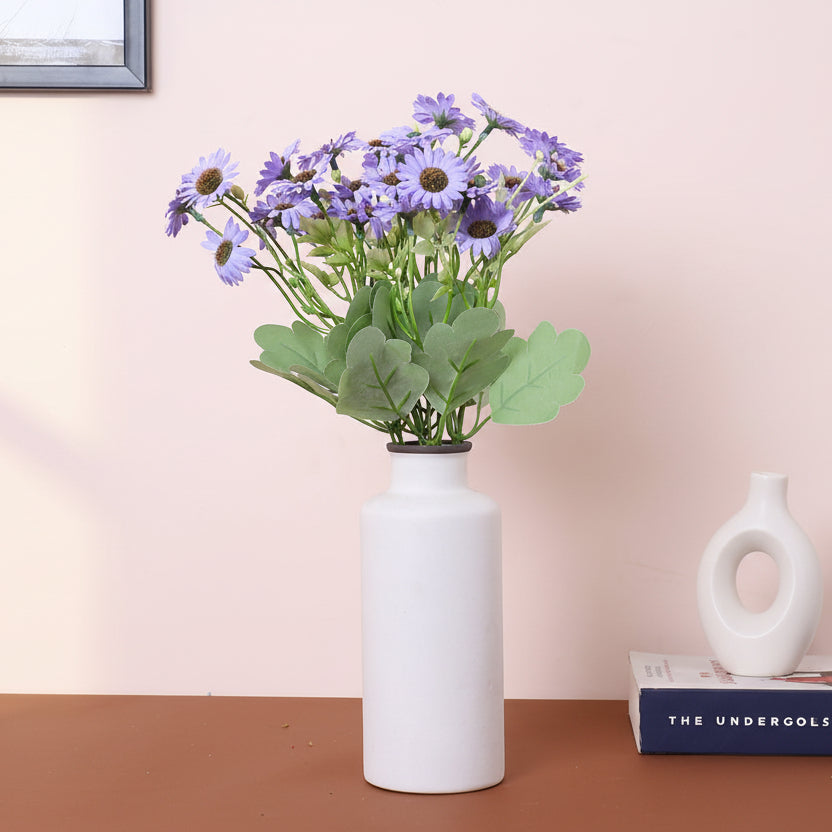 1 Foot Premium Artificial Blue Daisy Flower Bouquets without Vase -Pack of 3- Faux Flowers for Home and Interior Decor for indoor and outdoor use