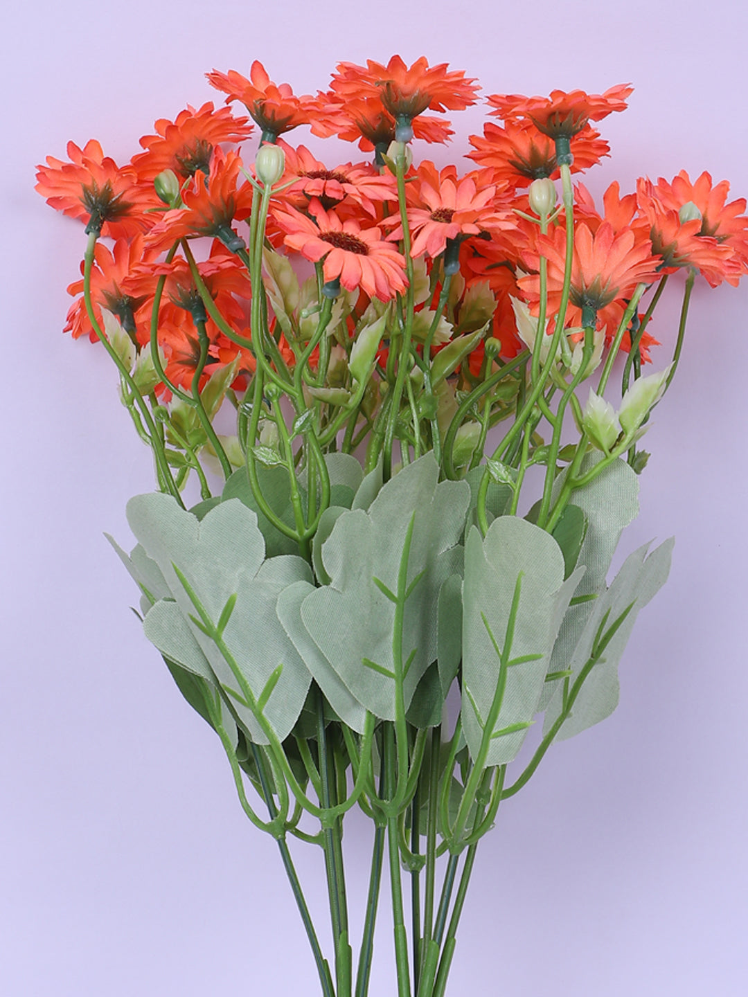 1 Foot Premium Artificial Orange Daisy Flower Bouquets without Vase -Pack of 3- Faux Flowers for Home and Interior Decor for indoor and outdoor use  