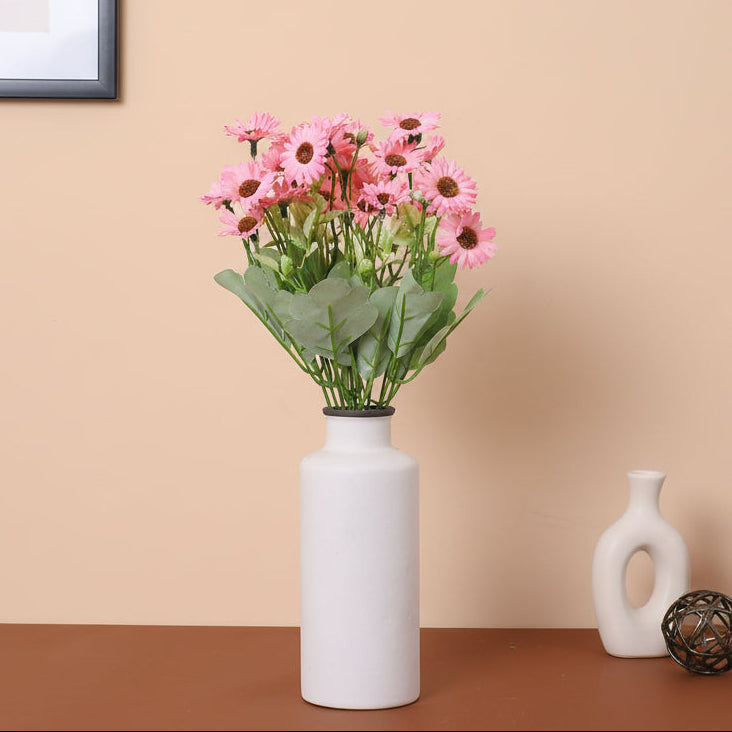 1 Foot Premium Artificial Pink Daisy Flower Bouquets without Vase -Pack of 3- Faux Flowers for Home and Interior Decor for indoor and outdoor use