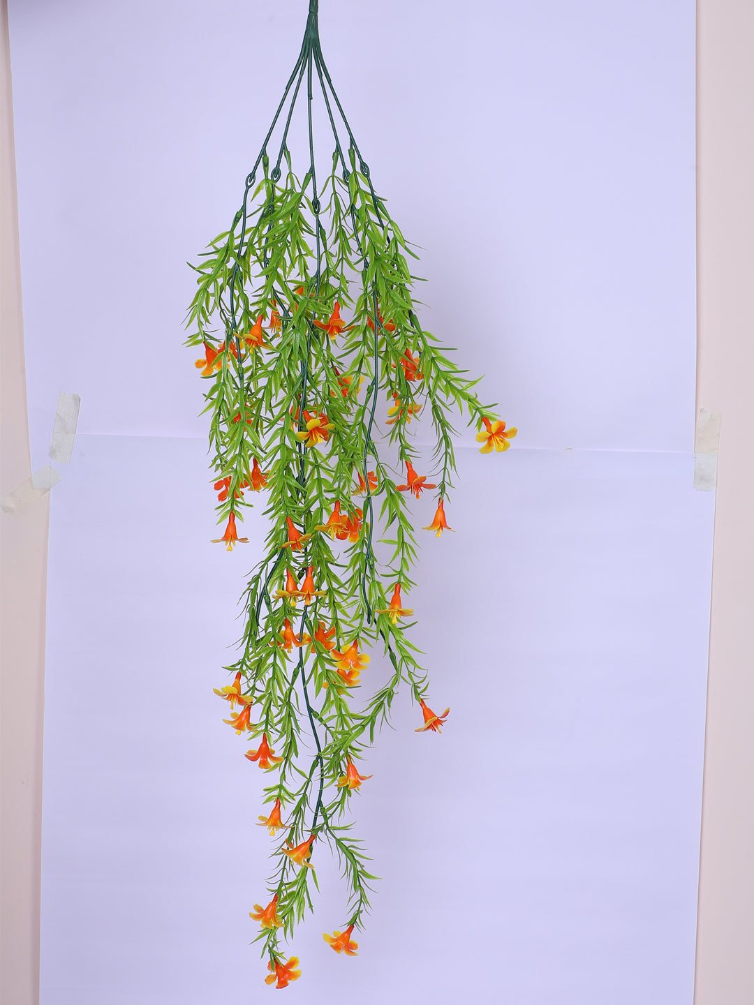 2.2 Feet Artificial Orange Lily Flowers Hanging Plants without Pot- Pack of 2- Premium Artificial Plant for Home and Office Decor for indoor and outdoor use 