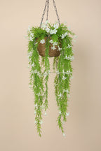 2.2 Feet Artificial White Lily Flowers Hanging Plants without Pot- Pack of 2- Premium Artificial Plant for Home and Office Decor for indoor and outdoor use 