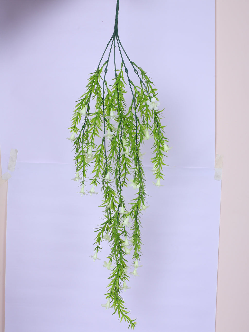 2.2 Feet Artificial White Lily Flowers Hanging Plants without Pot- Pack of 2- Premium Artificial Plant for Home and Office Decor for indoor and outdoor use 