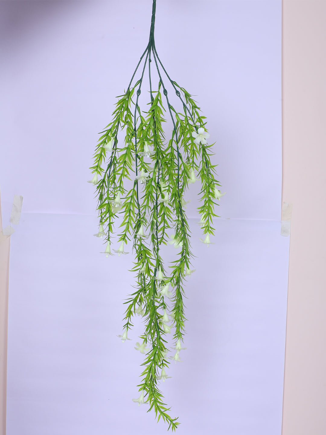 2.2 Feet Artificial White Lily Flowers Hanging Plants without Pot- Pack of 2- Premium Artificial Plant for Home and Office Decor for indoor and outdoor use 