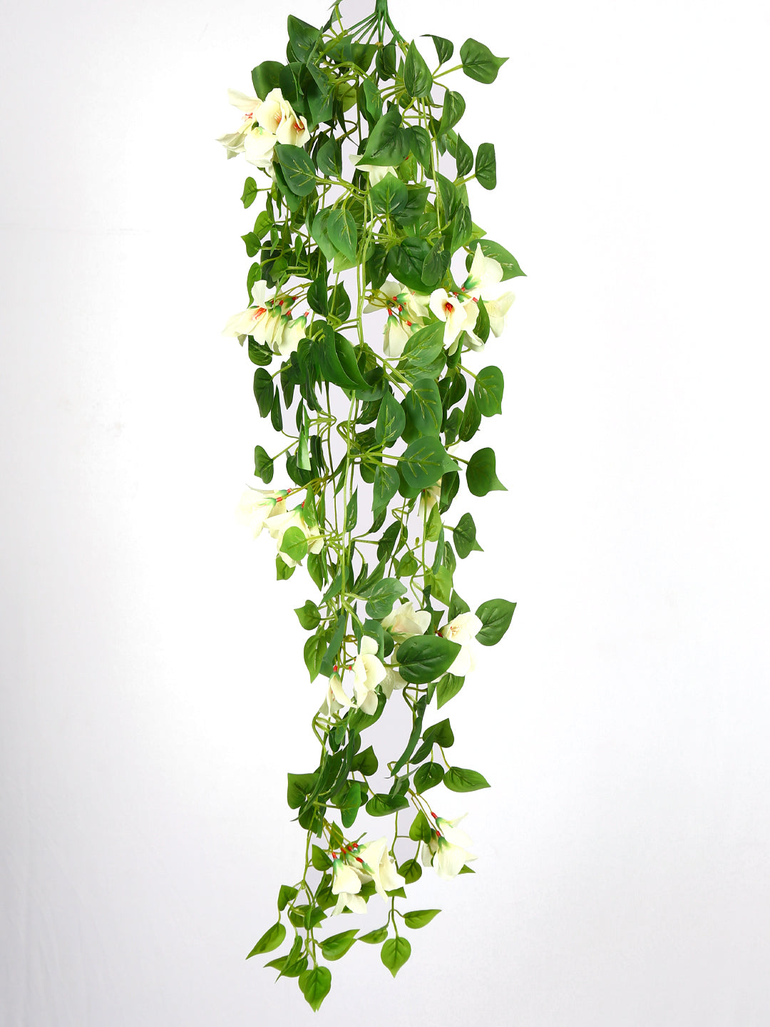 2.5 Feet Artificial White Bougainvillea Flower Hanging Plant without Pot- Premium Artificial Hanging Plant for Home and Interior Decor for indoor and outdoor use