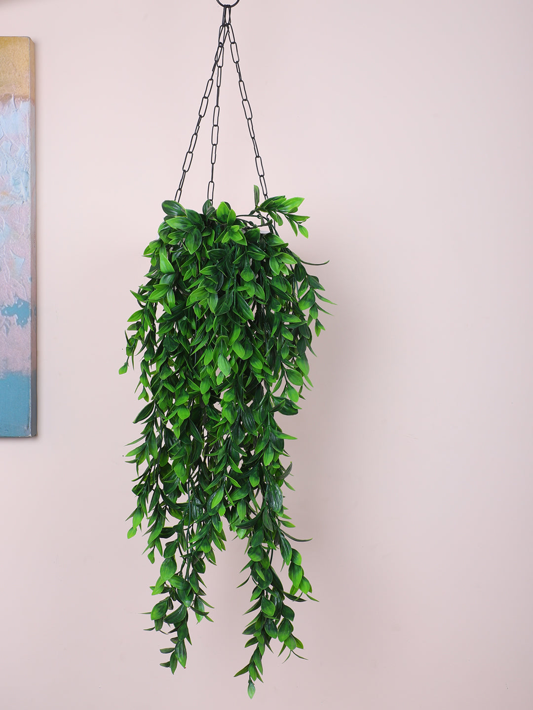 2.5 Feet Premium Artificial Green Eucalyptus Hanging Plants - Pack of 2- Premium Artificial Hanging Plant for Home and Office Decor for indoor and outdoor use 